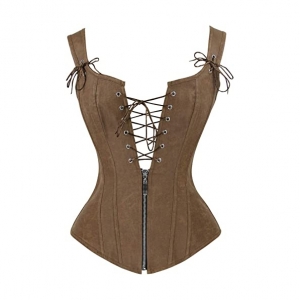 Overbust Brown Real Leather Corset